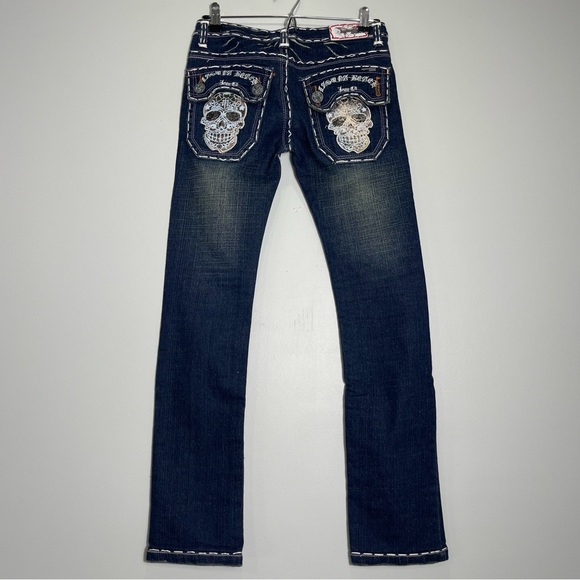 Laguna Beach Jeans Co. Denim - LAGUNA BEACH JEANS Skull Pockets Dark Wash Low Rise Size 26 (Missing 1 Button)